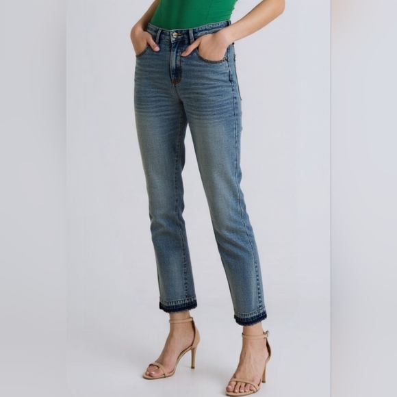 Judy Blue MR Rigid Magic Boyfriend Jeans Slim Straight Released Hem Various NEW - Picture 5 of 16